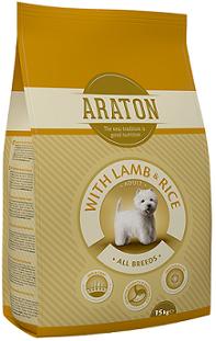 ARATON dog adult lamb&rice 15kg pašaras suaugusiems šunims su ėriena ir ryžiais