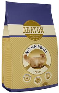 ARATON cat adult no hairball 15kg pašaras suaugusioms katėms su vištiena sąvėlom mažinti žarnyne