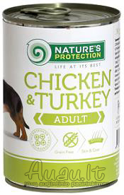 Nature's Protection Adult Chicken & Turkey suaugusių šunų konservai su vištiena ir kalakutiena 400 g