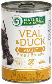 Nature's Protection Adult Small Breed Veal & Duck suaugusių mažų veislių šunų konservai su veršiena ir antiena 400 g